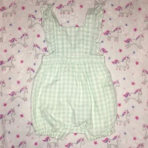 NWT Baby Gap Mint Green Gingham Pinafore Bubble Romper